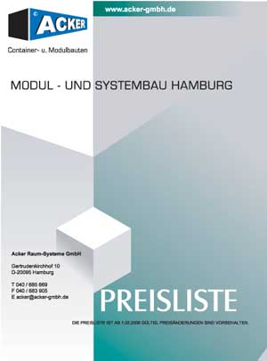 Cover Preisliste Acker Raum-Systeme GmbH